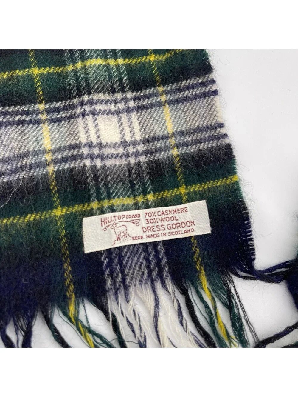Vintage Hiltop Dress Gordon Tartan Scarf 70% Cashmere 30% Wool Scotland